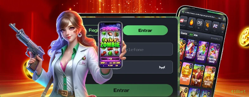 Imagem promocional do cassino online da 418bet mostrando jogos ao vivo
